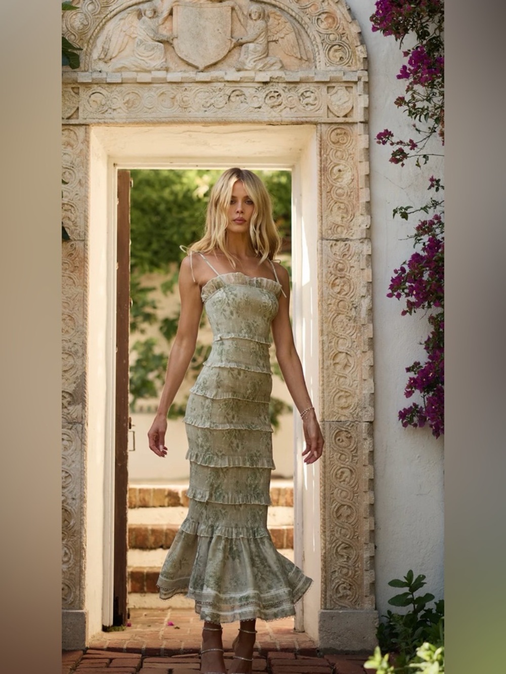 V. Chapman The Geranium Dress in Sage Tapestry